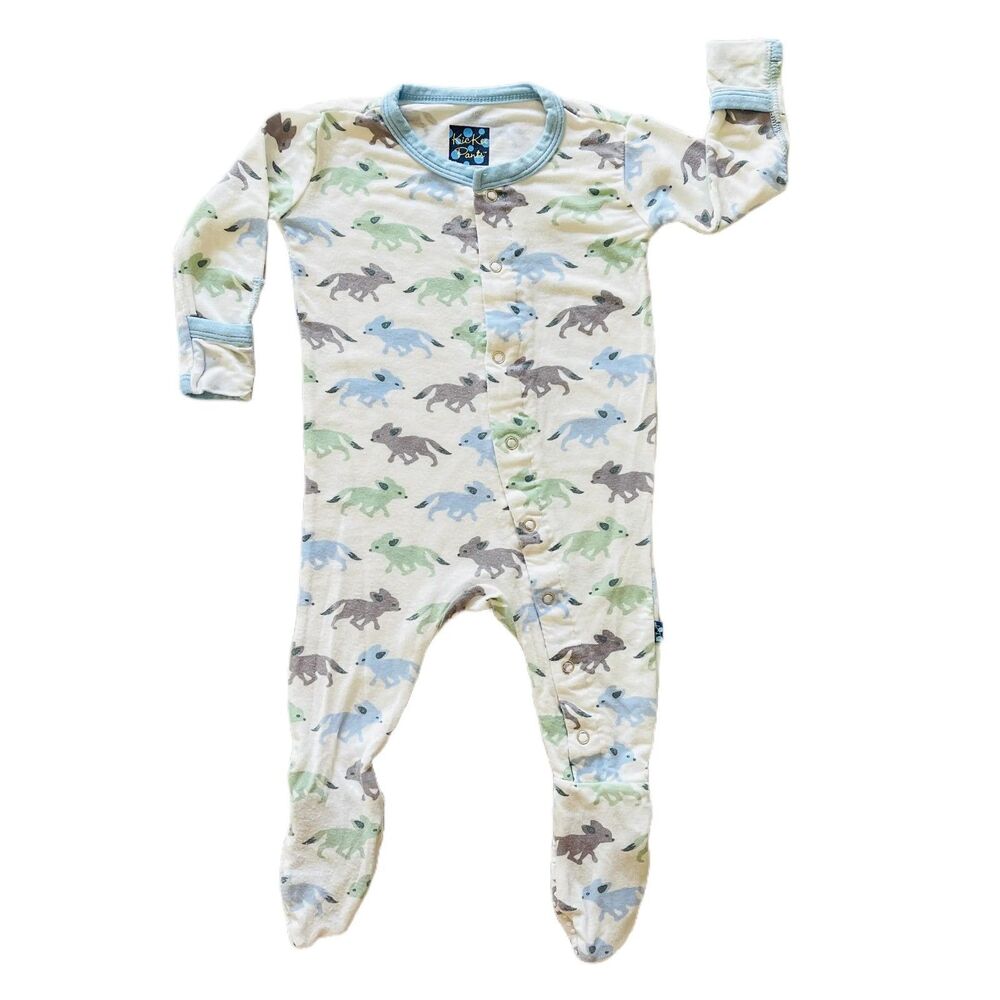 Kickee Pants Print Footie Sleeper in Running Fox Size 3-6 months